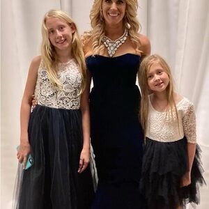 Royal blue velvet Sherri Hill Couture Gown. Like new condition.